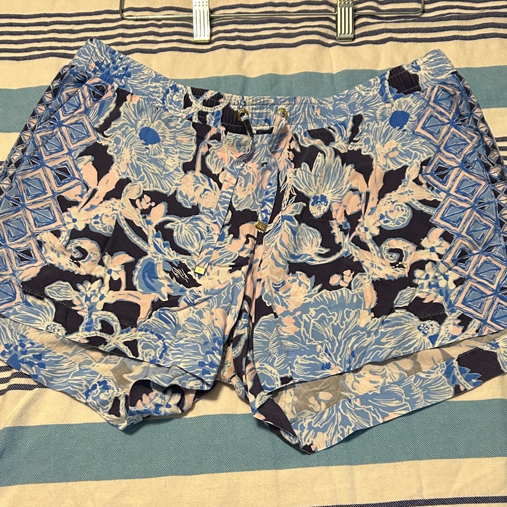 Lilly Pulitzer Blue and Pink Floral Athletic Shorts